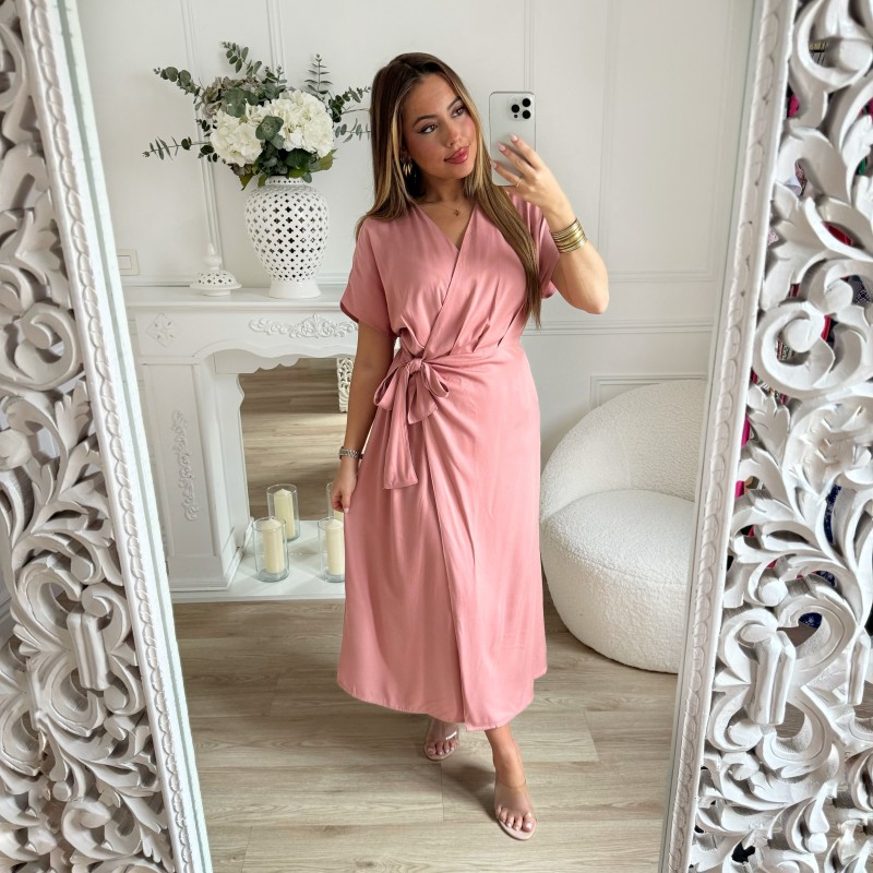 ROBE PORTEFEUILLE VIEUX ROSE
