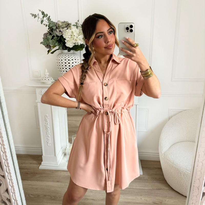 ROBE CHEMISE CORAIL A NOUER