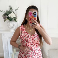 LONGUE ROBE FLEURIE BEIGE ROUGE LONGUE ROBE FLEURIE BEIGE ROUGE