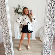 SHORT EN JEAN BLACK FRANGES SHORT EN JEAN BLACK FRANGES