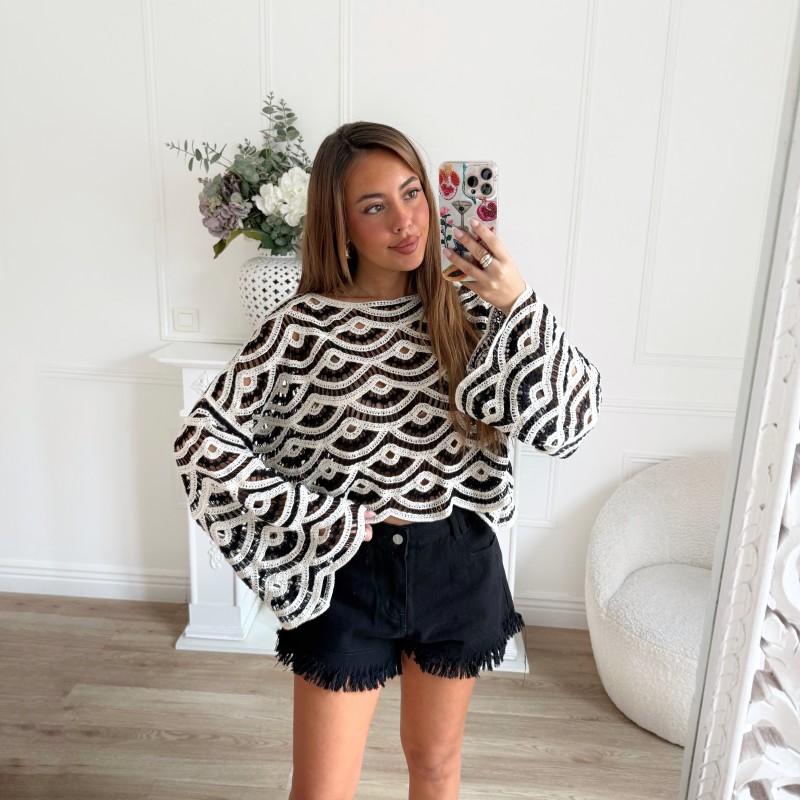 SHORT EN JEAN BLACK FRANGES SHORT EN JEAN BLACK FRANGES