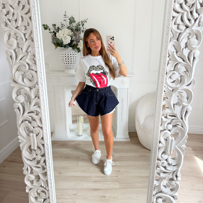 SHORT EN JEAN PEPLUM BRUT