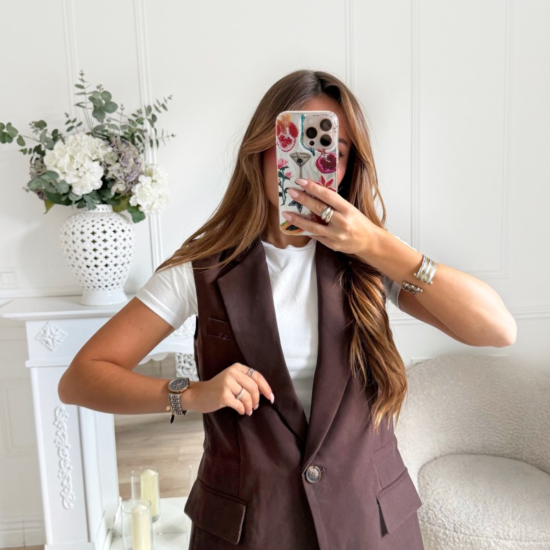 BLAZER SANS MANCHE CHOCO