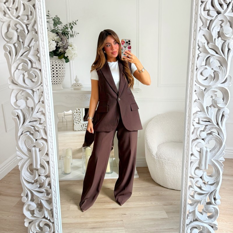 BLAZER SANS MANCHE CHOCO