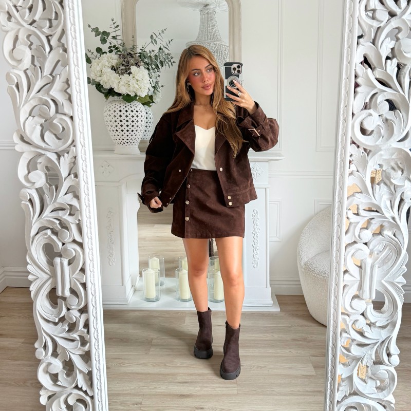 JUPE SHORT DAIM CHOCO JUPE SHORT DAIM CHOCO