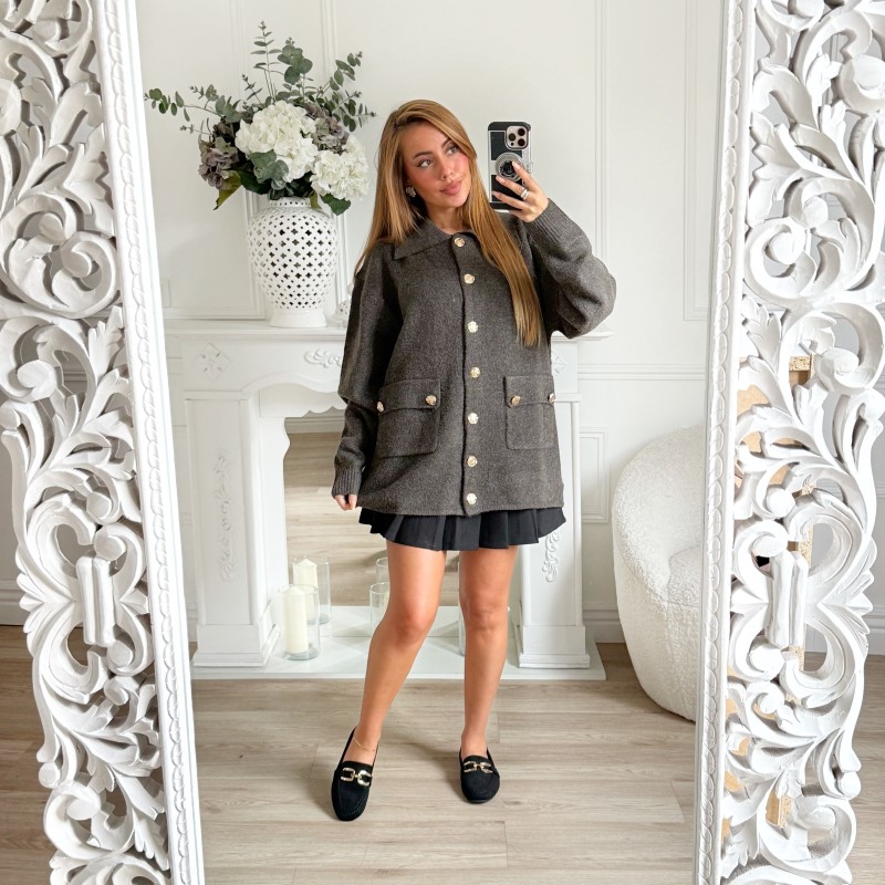 GILET OFFICIER TAUPE BOUTONS GOLD