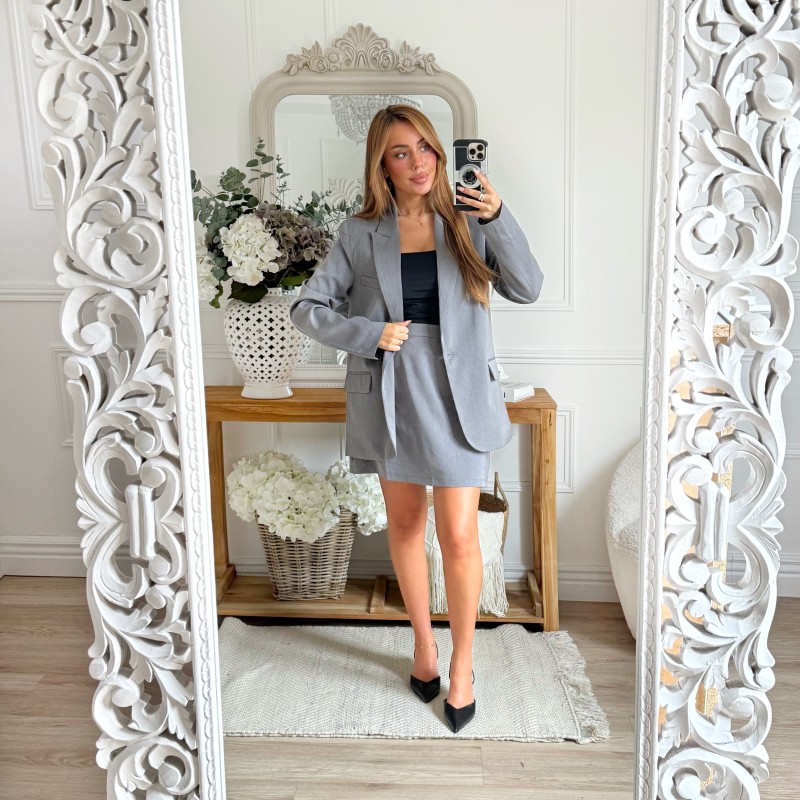 JUPE SHORT GRIS CHINÉ JUPE SHORT GRIS CHINÉ