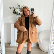 SHORT EN DAIM CLOUTÉ CAMEL SHORT EN DAIM CLOUTÉ CAMEL