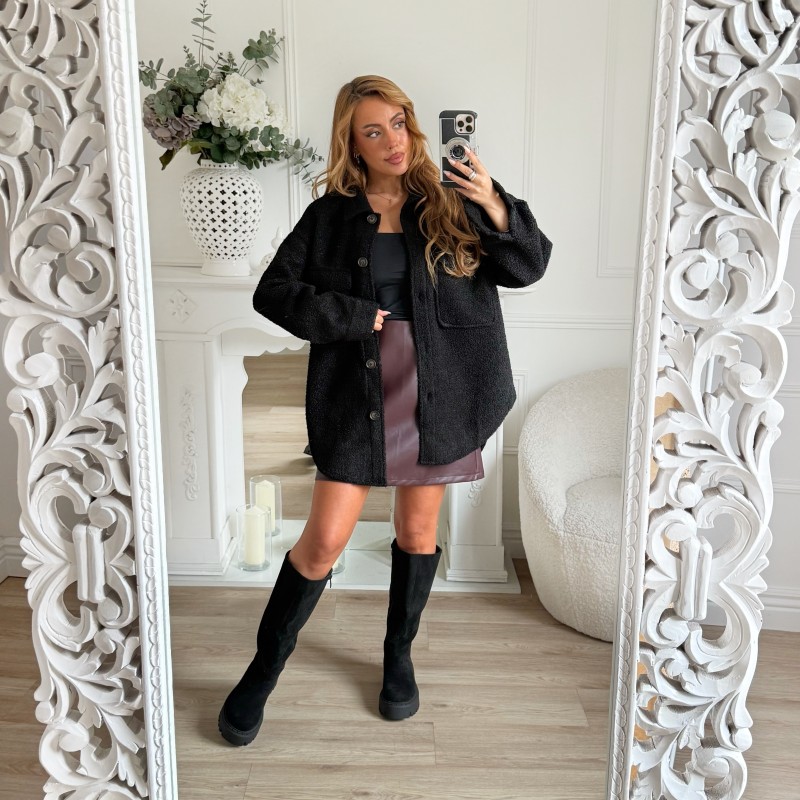JUPE EN SIMILI BURGUNDY