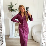 LONGUE ROBE DRAPÉE DAIM PRUNE