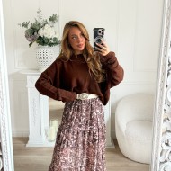 LONGUE JUPE FLEURIE CHOCO