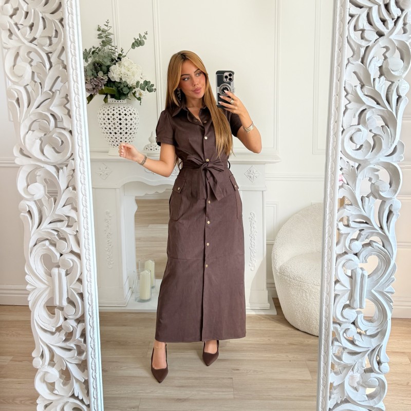 LONGUE ROBE DAIM CHOCO ** PREMIUM