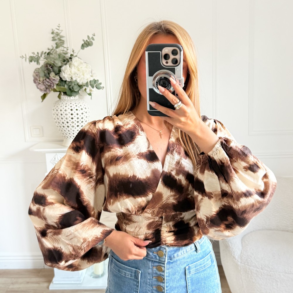 BLOUSE MOTIFS NUDE CHOCO
