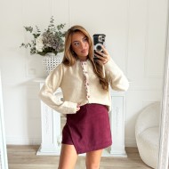 JUPE SHORT SUEDINE BURGUNDY