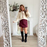 JUPE SHORT SUEDINE BURGUNDY