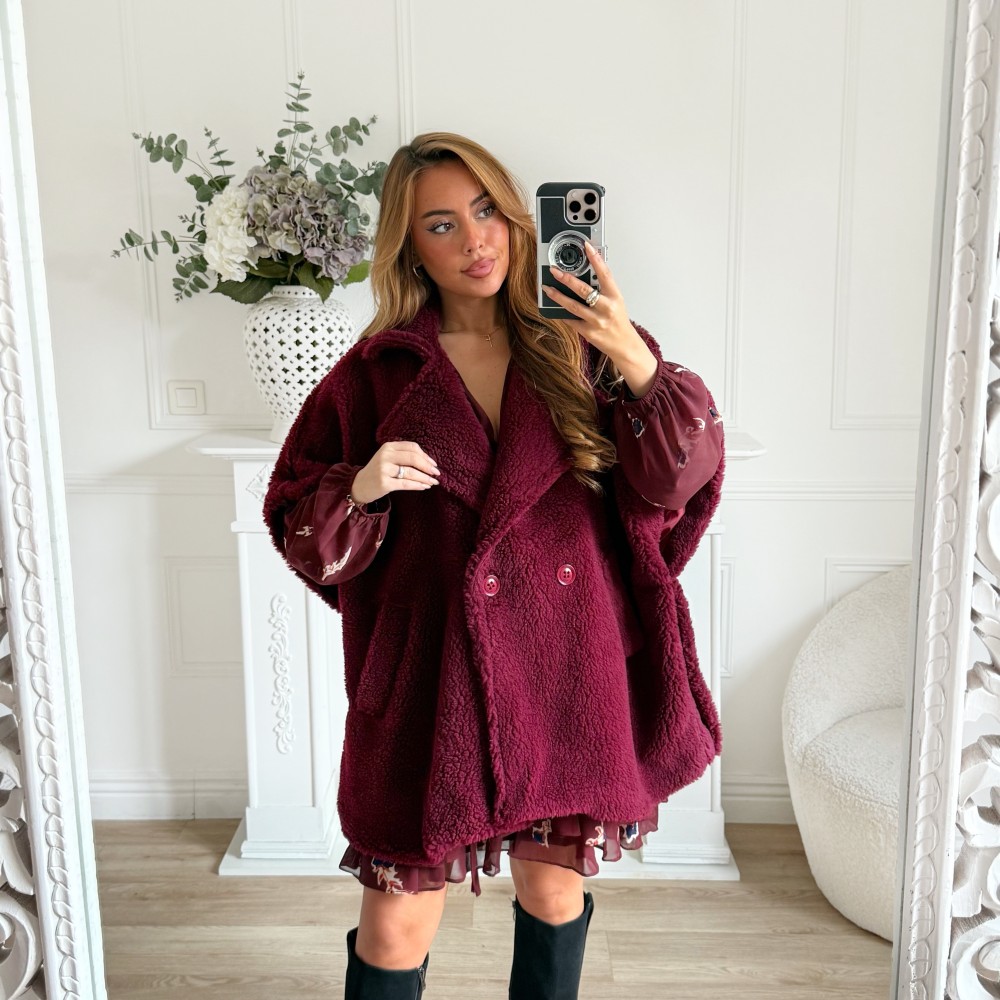 MAXI PONCHO MOUMOUTE BURGUNDY MAXI PONCHO MOUMOUTE BURGUNDY