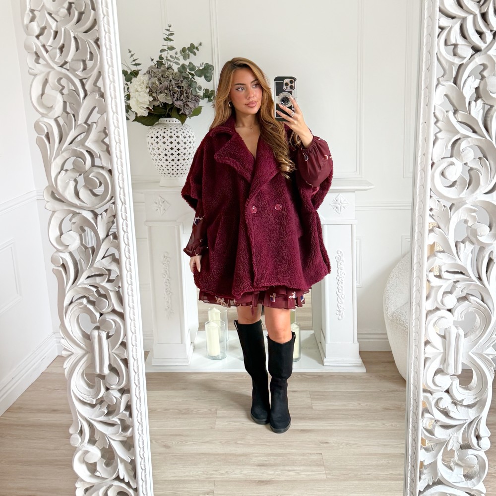 MAXI PONCHO MOUMOUTE BURGUNDY MAXI PONCHO MOUMOUTE BURGUNDY