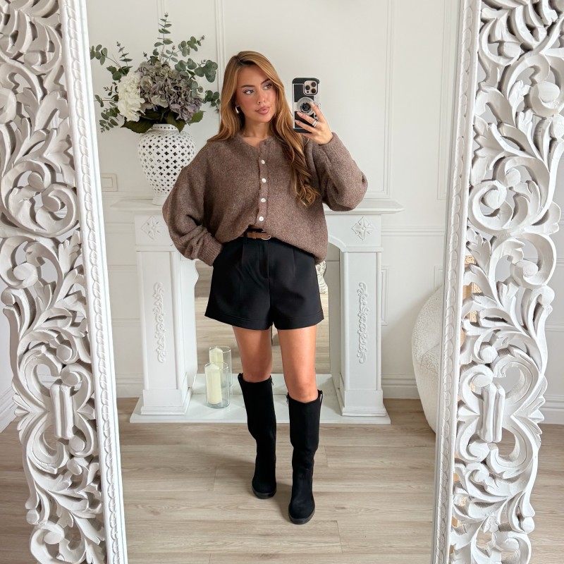 SHORT BLACK AVEC CEINTURE CUIR SHORT BLACK AVEC CEINTURE CUIR