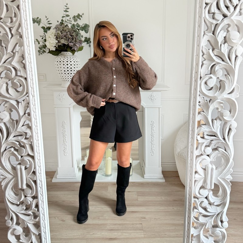 SHORT BLACK AVEC CEINTURE CUIR SHORT BLACK AVEC CEINTURE CUIR