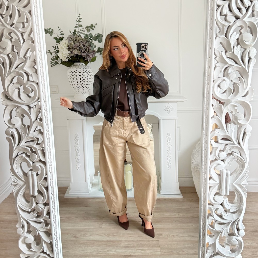 BOMBERS CUIR GRAINÉ CHOCO