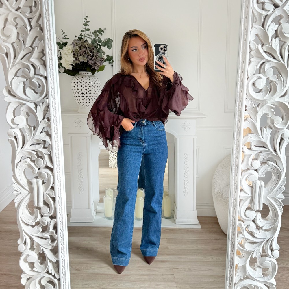 BLOUSE VOLANTS CHOCO