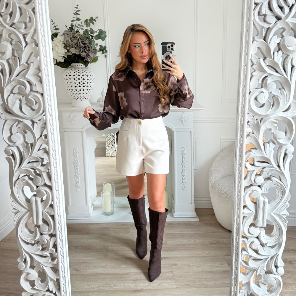 CHEMISE FLEURIE CHOCO NUDE