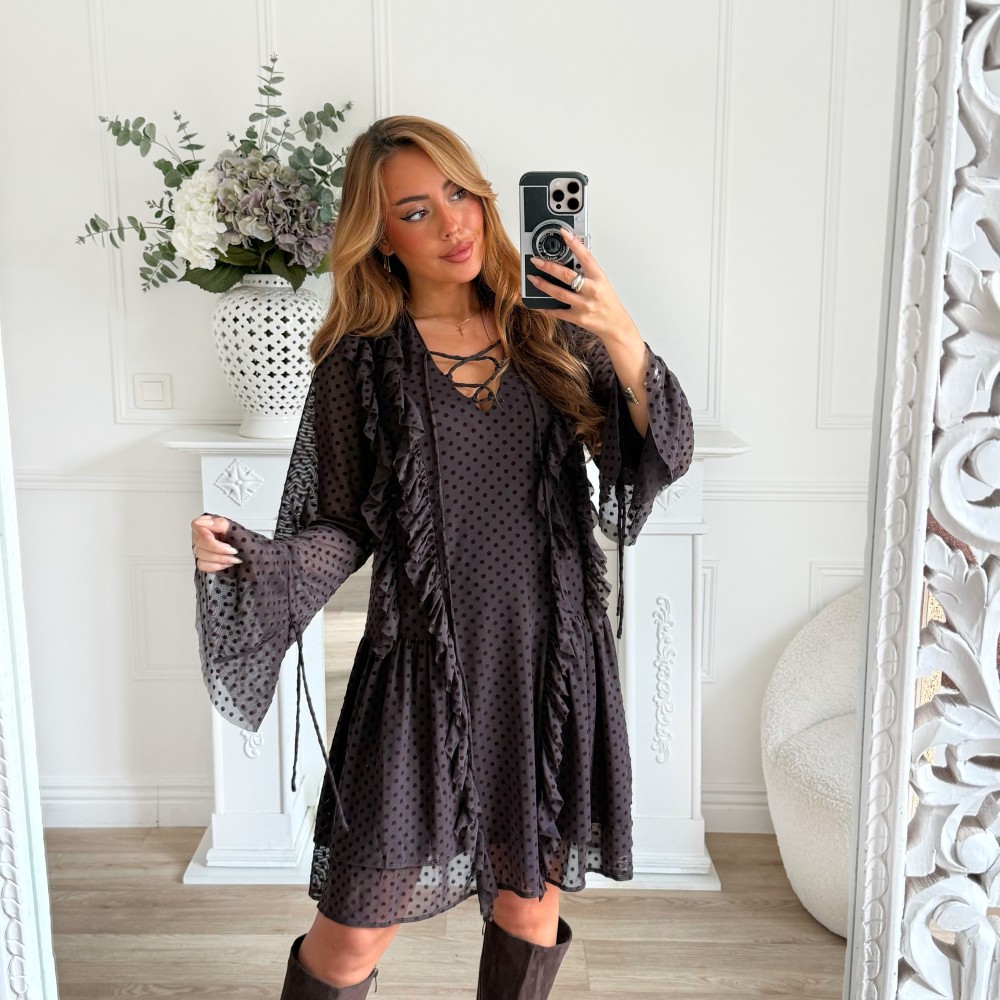 ROBE POIS VOLANTS CHOCO