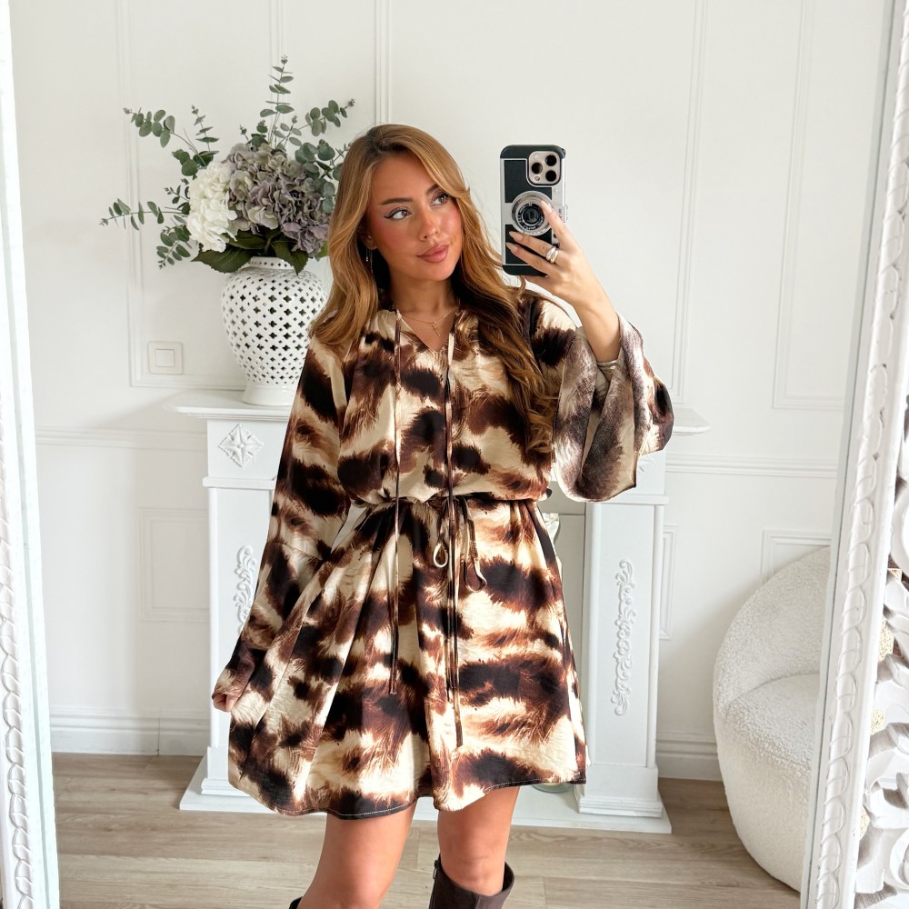 ROBE TIE AND DYE CHOCO CAMEL