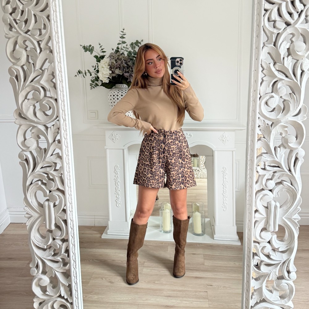 SHORT SUEDINE LEOPARD