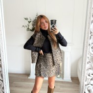 VESTE SANS MANCHE LEOPARD