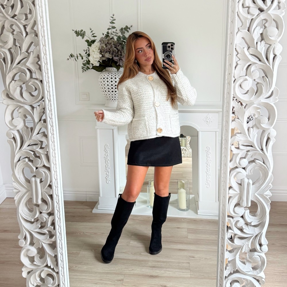 MAXI GILET BEIGE BOUTONS GOLD