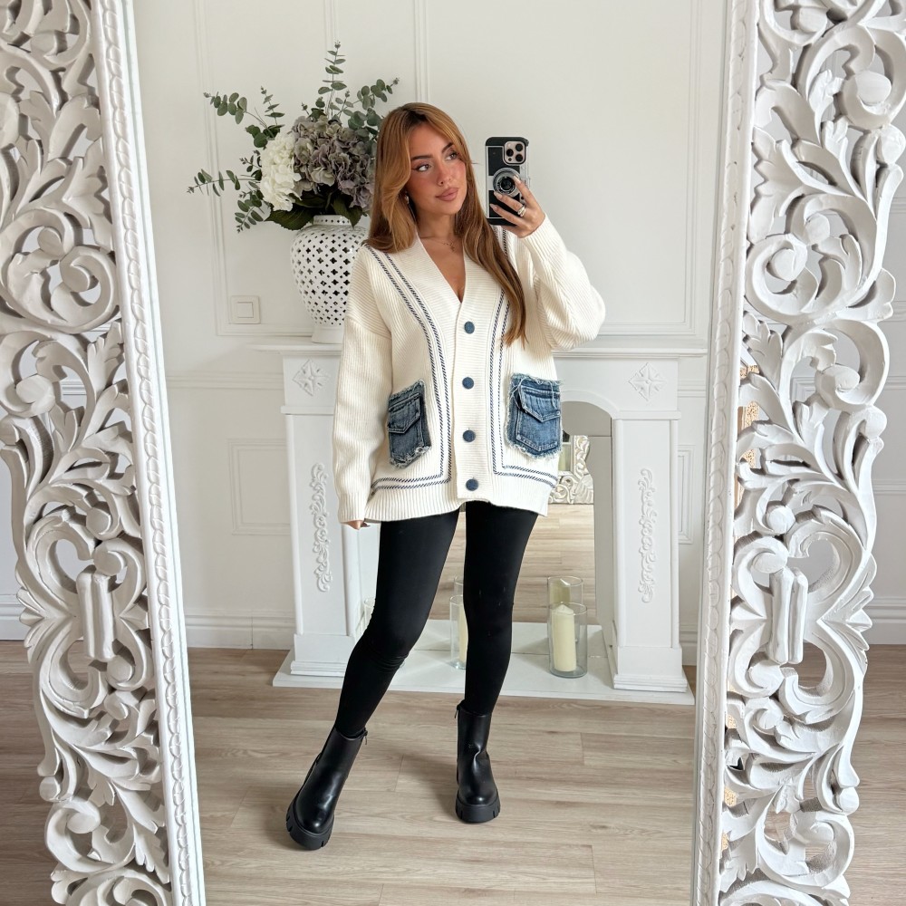 MAXI GILET POCHES EN JEAN