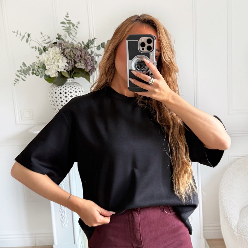 TEE SHIRT BLACK FLORE