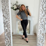 PULL GRIS CLOUTÉ ANGELINA