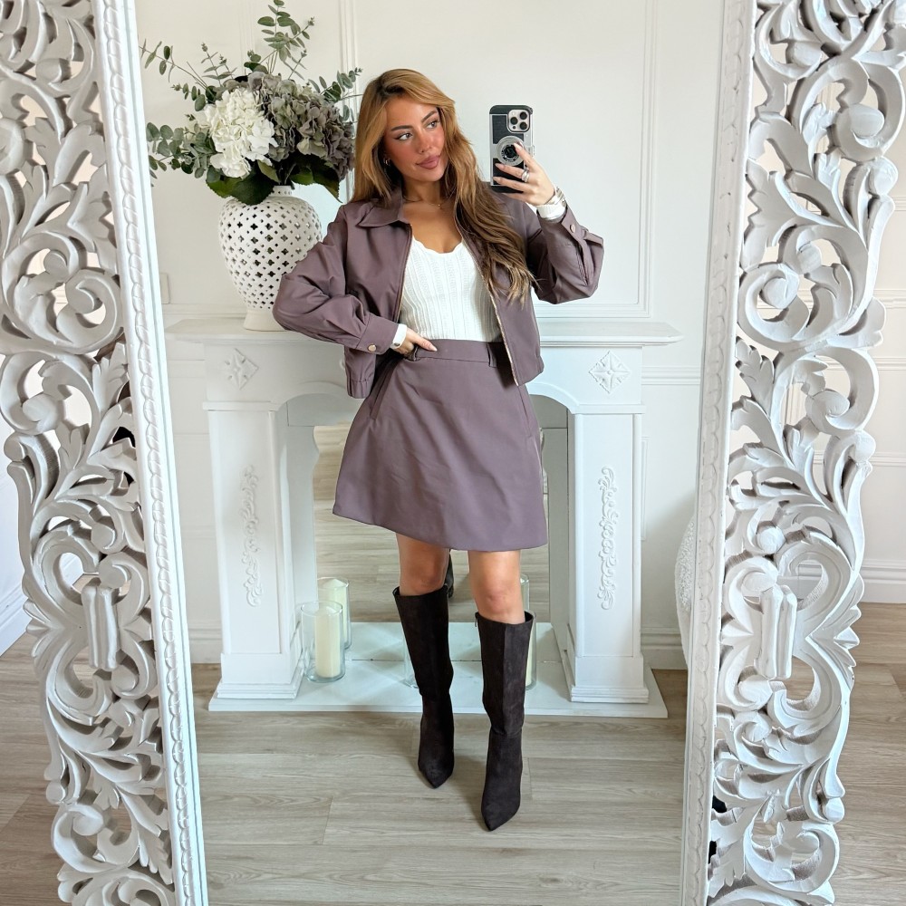 ENSEMBLE VESTE JUPE CHOCO LANA