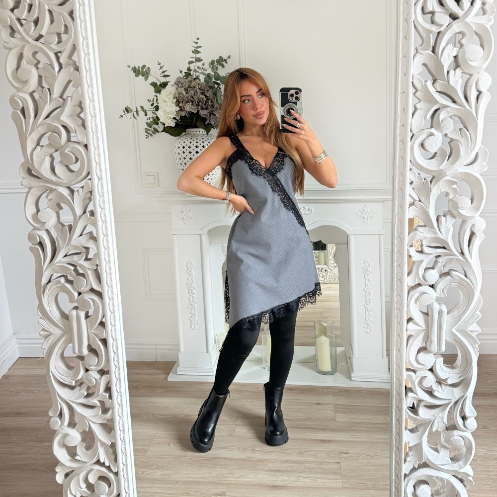 ROBE BRODERIE GRISE CAROLINE