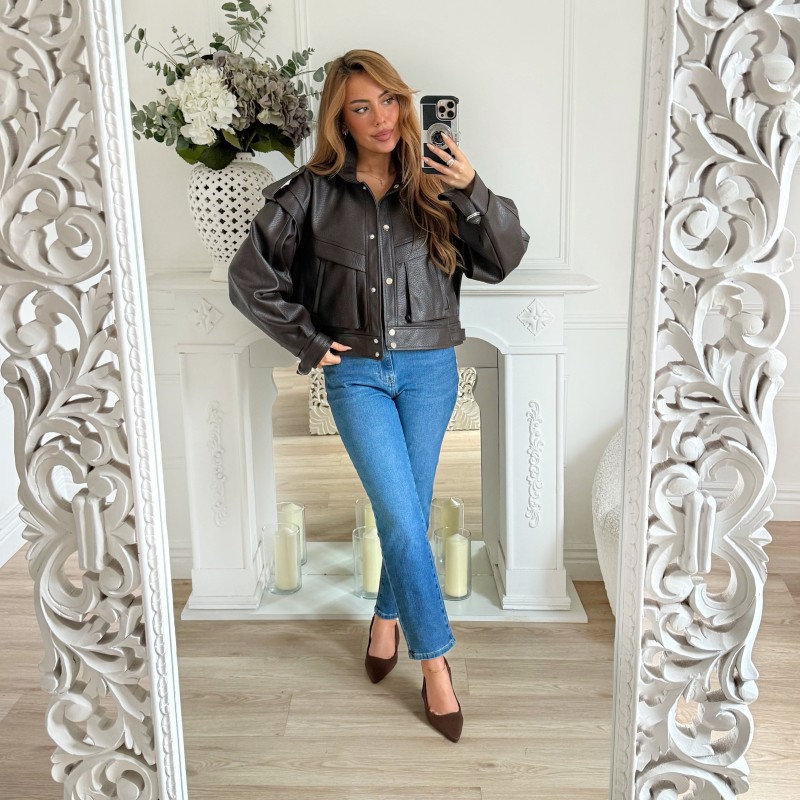 BOMBERS CHOCO SIMILI CUIR CHOCO AUDREY