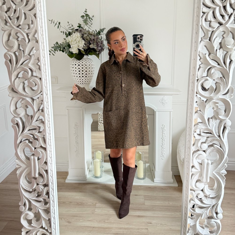 ROBE EN JEAN LEOPARD LISA