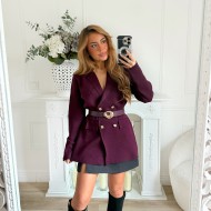 GILET PRUNE AVEC CEINTURE REBECCA