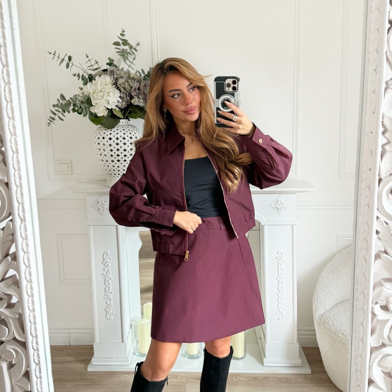 ENSEMBLE VESTE JUPE BURGUNDY TESS