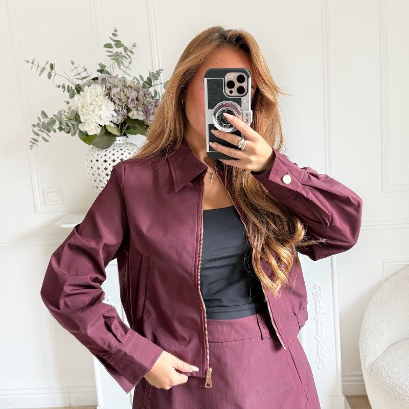ENSEMBLE VESTE JUPE BURGUNDY TESS