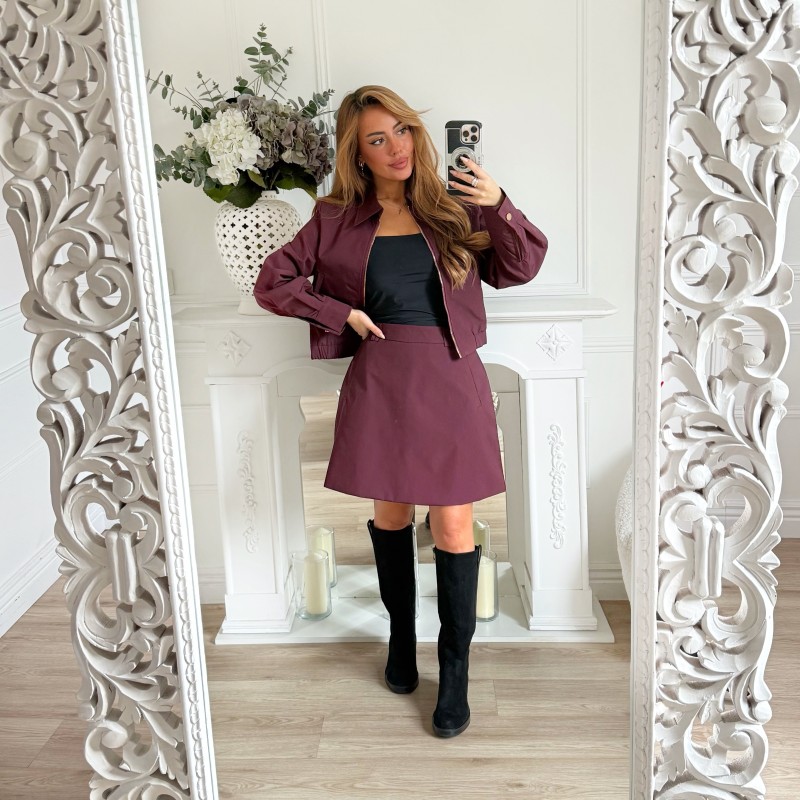ENSEMBLE VESTE JUPE BURGUNDY TESS