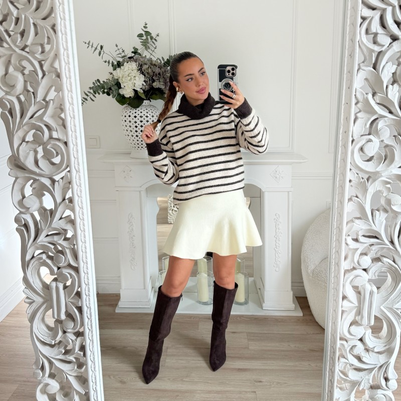 PULL SARAH COL ROULÉ RAYURES