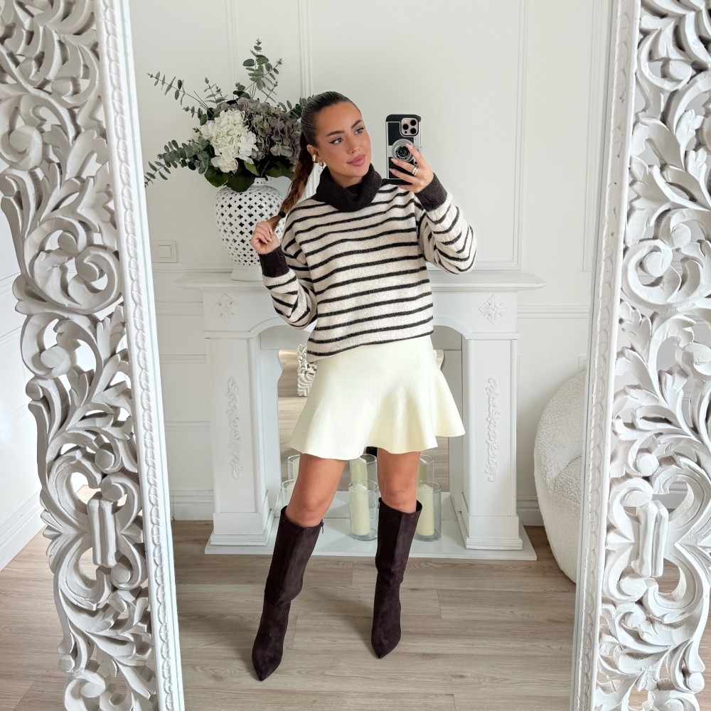 PULL SARAH COL ROULÉ RAYURES