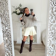 PULL SARAH COL ROULÉ RAYURES