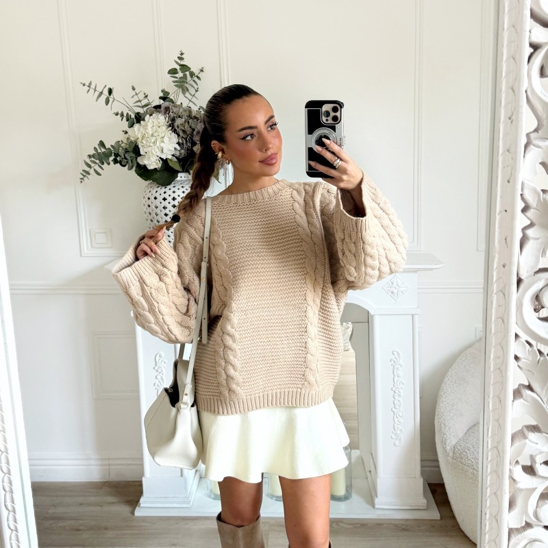 MAXI PULL TORSADÉ CAMEL