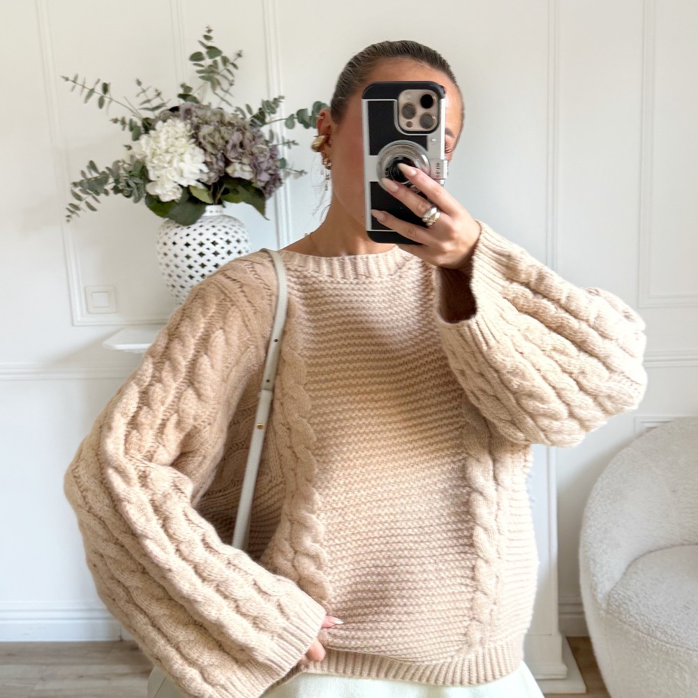 MAXI PULL TORSADÉ CAMEL