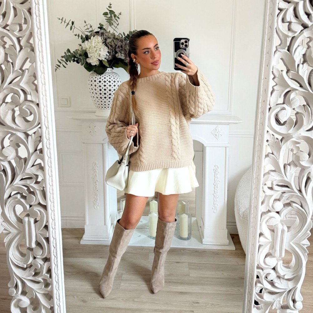 MAXI PULL TORSADÉ CAMEL