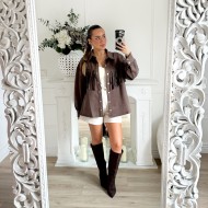 VESTE FRANGES SUEDINE CHOCO