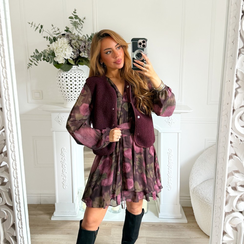 VESTE SANS MANCHE PRUNE